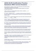 ASHA SLPA Certification Practice Questions With Correct Answers&period;&period;