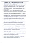 ASHA SLPA Certification Practice Questions And Answers&excl;&excl;