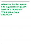 Advanced Cardiovascular  Life Support Exam {ACLS}  Version A-VERIFIED VERSION A EXAM  2023/2024