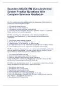 Saunders NCLEX-RN Musculoskeletal System Practice Questions With Complete Solutions Graded A&plus;