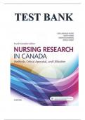 TEST BANK FOR NURSING RESEARCH IN CANADA Methods, Critical Appraisal, and Utilization, 4TH EDITION LoBiondo-Wood ISBN- 9781771720984
