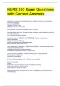 NURS 350 Exam Questions with Correct Answers 