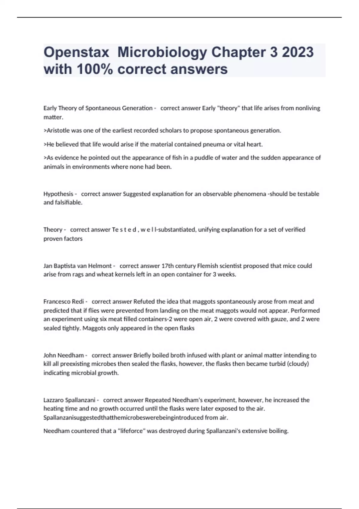 Openstax Microbiology Chapter 3 2023 with 100 correct answers