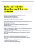 NSG 350 Final Test Questions with Correct Answers 