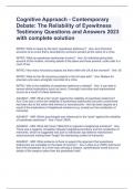 Cognitive Approach - Contemporary Debate: The Reliability of Eyewitness Testimony Questions and Answers 2023 with complete solution