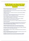 NASM Weight Loss Specialist Exam Questions And Solutions &lpar;Verified Answers&rpar;