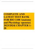 COMPLETE AND LATEST TEST BANK FOR BIO 1100 Anatomy and Physiology openstax 2023/2024| CHAPTER 1- 28  