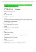 STA2023 Quiz 1 – 10 Questions and Answers – Latest 2023/2024 (Verified Answers) 100% Correct