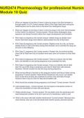 NUR2474 Pharmacology for professional Nursing Module 10 Quiz