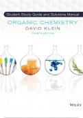 TEST BANK for Organic Chemistry: 4th Edition by David R Klein. INTEGRATED WITH SOLUTIONS MANUAL. All Chapters A+