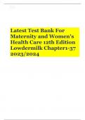 Latest Test Bank For Maternity and Women's Health Care 12th Edition Lowdermilk Chapter1-37 2023/2024