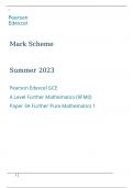 Pearson Edexcel GCE A Level Further Mathematics (9FM0) Paper 3A Further Pure Mathematics 1 Marking scheme June 2023
