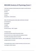 BSC2085 Anatomy & Physiology Exam 1 Questions & Answers 2023&lpar;A&plus;GRADED 100&percnt;VERIFIED&rpar;