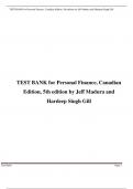 TEST BANK for Personal Finance, Canadian Edition, 5th edition by Jeff Madura and Hardeep Singh Gill Updated A+