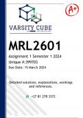  MRL2601 Assignment 1 (DETAILED ANSWERS) Semester 1 2024 (399703) - DISTINCTION GUARANTEED
