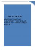 TEST BANK FOR LEADERSHIP ROLES AND MANAGEMENT FUNCTIONS AND NURSING 10TH EDITION MARQUIS HUSTON GRADED A+