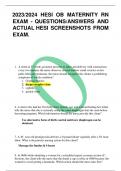 2023/2024 HESI OB MATERNITY RN EXAM - QUESTIONS/ANSWERS AND ACTUAL HESI SCREENSHOTS FROM EXAM.   