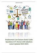 Employment Law Quizzes Study Guide Questions (171 Terms) with Solutions Latest Updated 2023-2024.