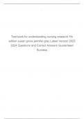 Test bank for understanding nursing research 7th edition susan grove jennifer gray Latest Version 2023 2024 Questions and Correct Answers Guaranteed Success