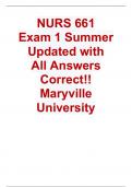 NURS 661 Exam 1 Summer Updated 2023/2024 with All Answers Correct!! Maryville University