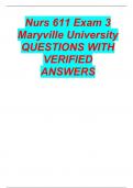 Nurs 611 Exam 3 Maryville University 2023/2024 QUESTIONS WITH VERIFIED ANSWERS