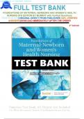 FULL TEST BANK FOUNDATIONS OF MATERNAL-NEWBORN AND WOMEN’S HEALTH NURSING 8TH EDITION BY MURRAY with Verified Questions