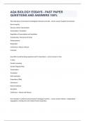 AQA BIOLOGY ESSAYS - PAST PAPER QUESTIONS AND ANSWERS 100% 
