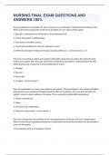 NURSING FINAL EXAM QUESTIONS AND ANSWERS 100&percnt; 