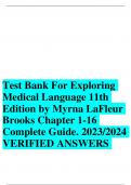 Test Bank For Exploring  Medical Language 11th  Edition by Myrna LaFleur Brooks Chapter 1-16 Complete Guide&period; 2023&sol;2024  VERIFIED ANSWERS