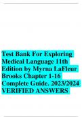 Test Bank For Exploring  Medical Language 11th  Edition by Myrna LaFleur Brooks Chapter 1-16 Complete Guide. 2023/2024  VERIFIED ANSWERS