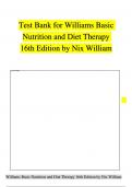 TEST BANK For Williams Basic Nutrition and Diet Therapy 16th Edition by Nix William All Chapters 1 - 23&comma; Complete Newest Version