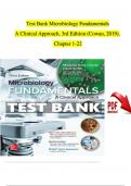 Test Bank - Microbiology Fundamentals-A Clinical Approach&comma; 3rd Edition &lpar;Cowan&comma; 2019&rpar;&comma; Chapter 1 - 22 &vert;Newest Version
