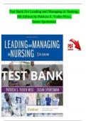 Test Bank - Leading and Managing in Nursing, 8th Edition by Patricia S. Yoder-Wise, Susan Sportsman All Chapters 1 - 25, Newest Version