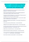 RELATIVITY CERTIFIED ADMINISTRATOR (RCA) 8.1 COMPLETE WRITTEN EXAM QUESTIONS AND ANSWERS 