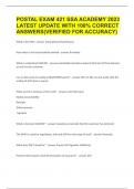 POSTAL EXAM 421 SSA ACADEMY 2023 LATEST UPDATE WITH 100% CORRECT ANSWERS(VERIFIED  FOR ACCURACY)
