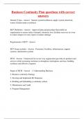 Business Continuity Plan questions with correct answers