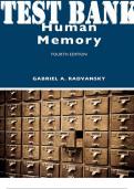 TEST BANK for Human Memory 4th Edition by Gabriel A. Radvansky ISBN 9780367252915.
