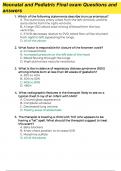  Neonatal and Pediatric Final Exam Questions with 100&percnt; Correct Answers 
