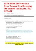TEST BANK Ebersole and Hess’ Toward Healthy Aging 9th Edition Touhy,jett 2023 UPDATE