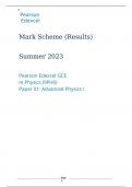 Pearson Edexcel GCE In Physics (9PH0) Paper 01 Advanced Physics I Marking scheme June 2023