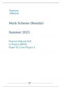 Pearson Edexcel GCE In Physics (8PH0) Paper 02 Core Physics II marking scheme June 2023