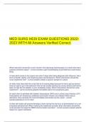  MED SURG HESI EXAM QUESTIONS 2022-2023 WITH All Answers Verified Correct.