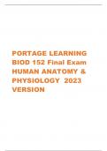 PORTAGE LEARNING BIOD 152 Final Exam HUMAN ANATOMY &  PHYSIOLOGY 2023  VERSION