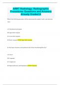 ARRT Radiology: Radiographic Procedures Questions and Answers Already Graded A