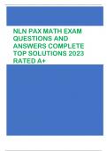 NLN PAX MATH EXAM  QUESTIONS AND  ANSWERS COMPLETE  TOP SOLUTIONS 2023  RATED A&plus;
