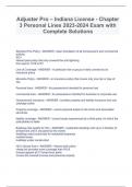 Adjuster Pro &ndash; Indiana License - Chapter 3 Personal Lines 2023-2024 Exam with Complete Solutions