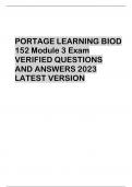 PORTAGE LEARNING BIOD  152 Module 3 Exam  VERIFIED QUESTIONS  AND ANSWERS 2023  LATEST VERSIO
