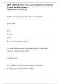 TEAS 7 Math Practice Test Exam Questions and Answers &lpar;Latest&rpar; Verified Answers 