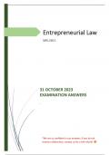 31 October 2023 Exam (Answers) Entrepreneurial Law (MRL2601)