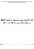 Test Bank for Human Sexuality in a World of Diversity, 6th Canadian Edition, Spencer A. Rathus, Jeffrey S. Nevid, Lois Fichner-Rathus, Alex McKay, Robin Milhausen, ISBN-10: 0135166365, ISBN-13: 9780135166369, ISBN-10: 0135307767, ISBN-13: 9780135307762 A+